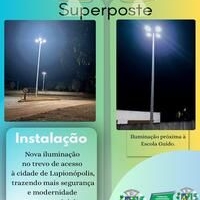 Nova iluminação no trevo de acesso a Lupionópolis e próxima à Escola Guido. Nova iluminação no trevo de acesso a Lupionópolis e próxima à Escola Guido.