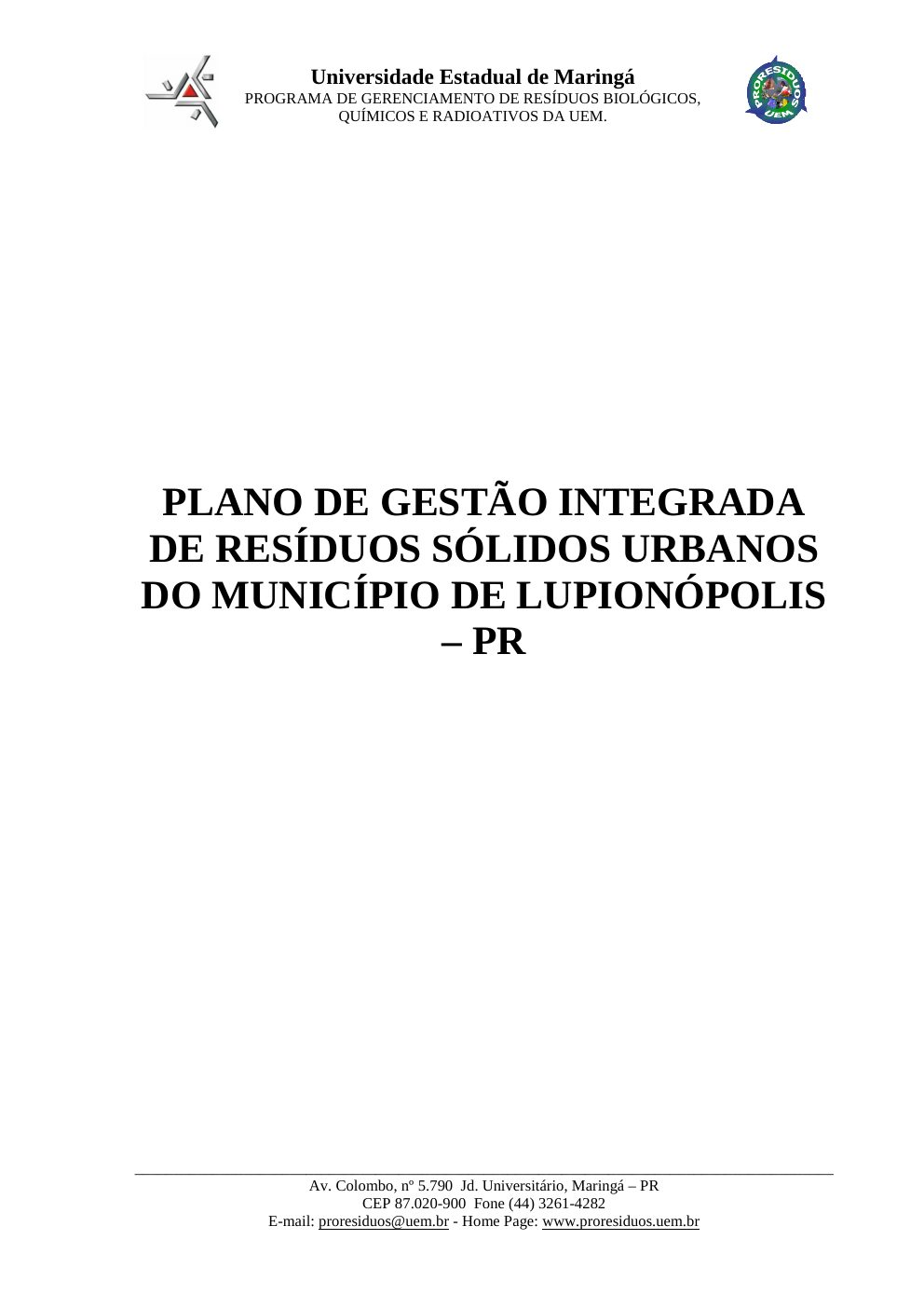 Página 1 do PMGIRSU de Lupiónopolis