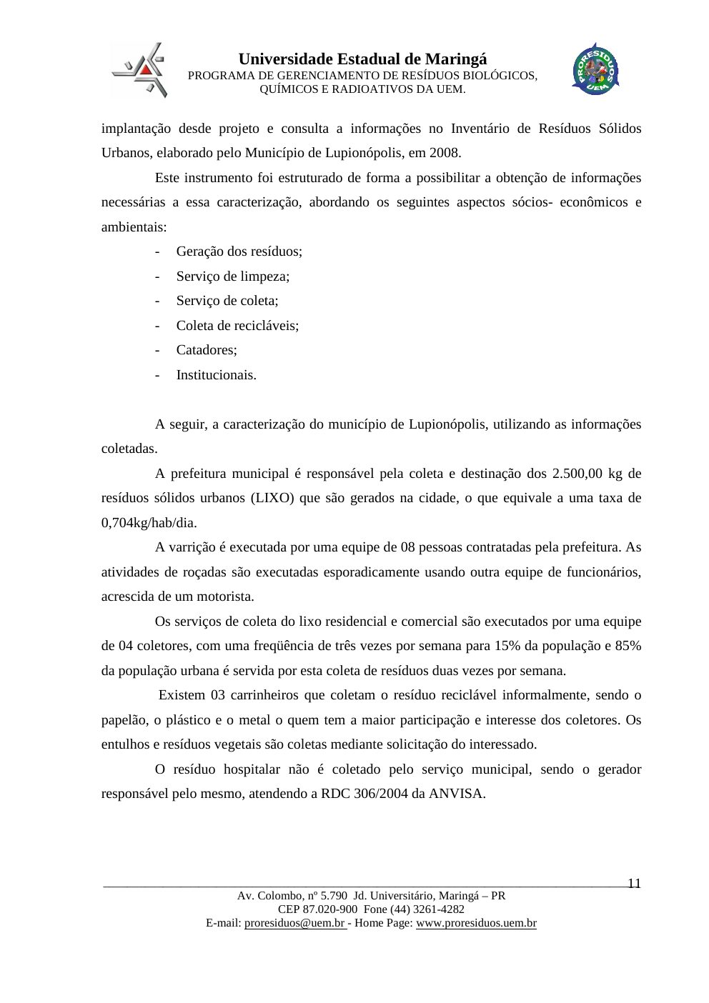 Página 11 do PMGIRSU de Lupiónopolis