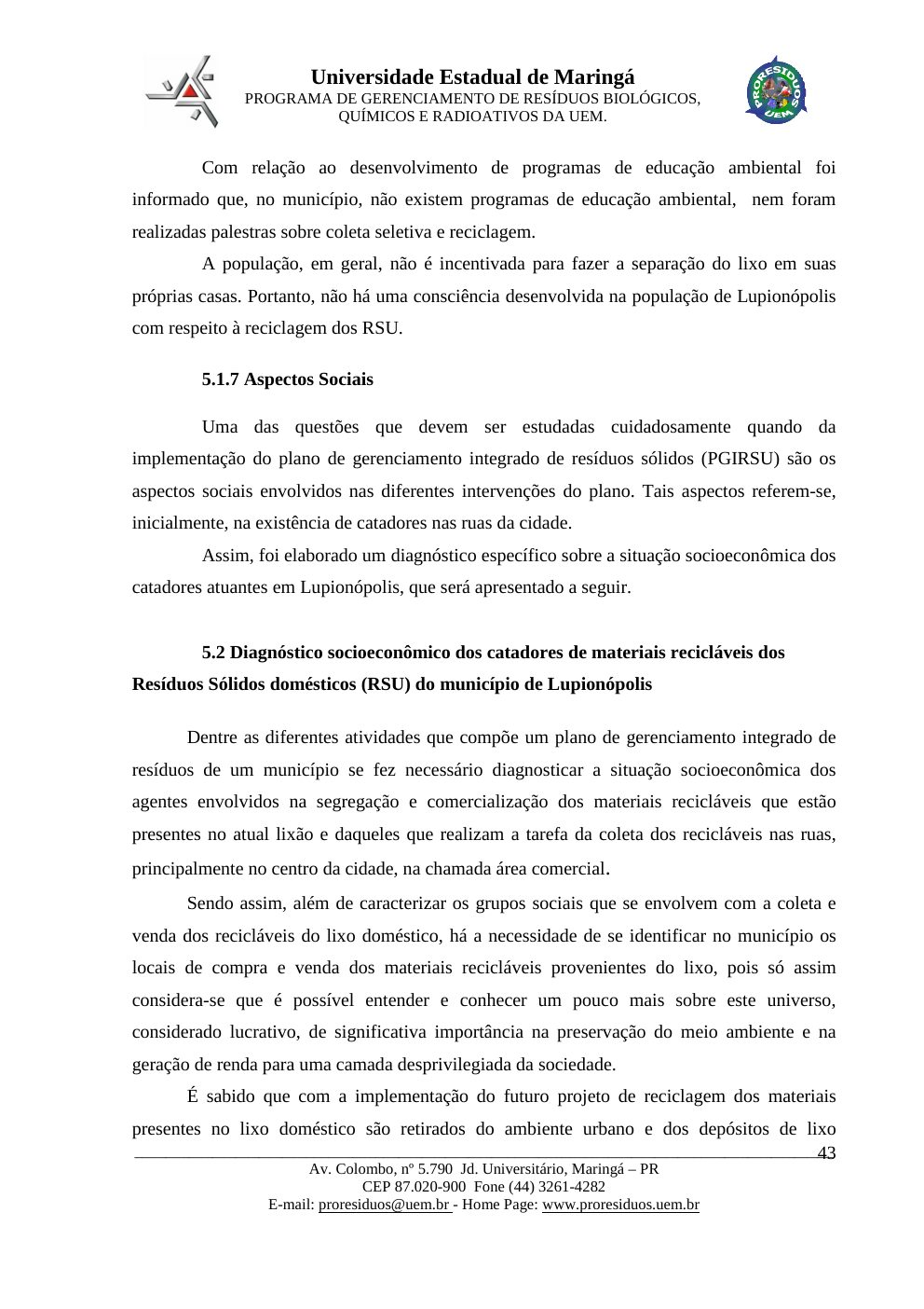 Página 43 do PMGIRSU de Lupiónopolis