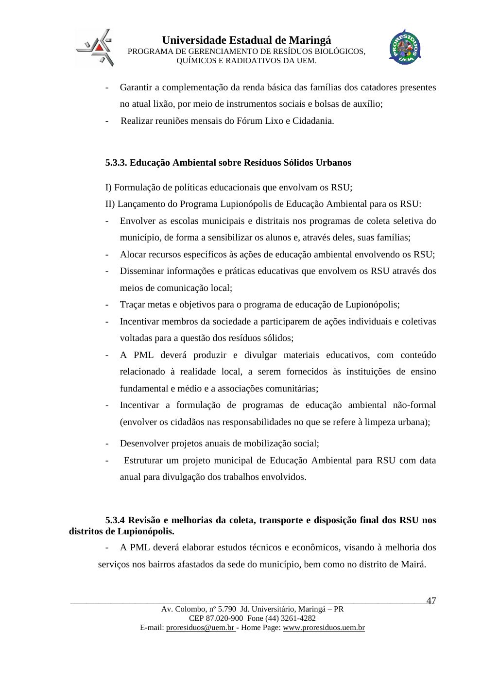 Página 47 do PMGIRSU de Lupiónopolis