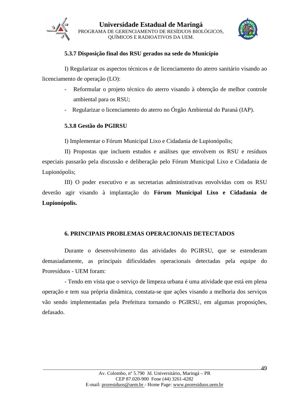 Página 49 do PMGIRSU de Lupiónopolis